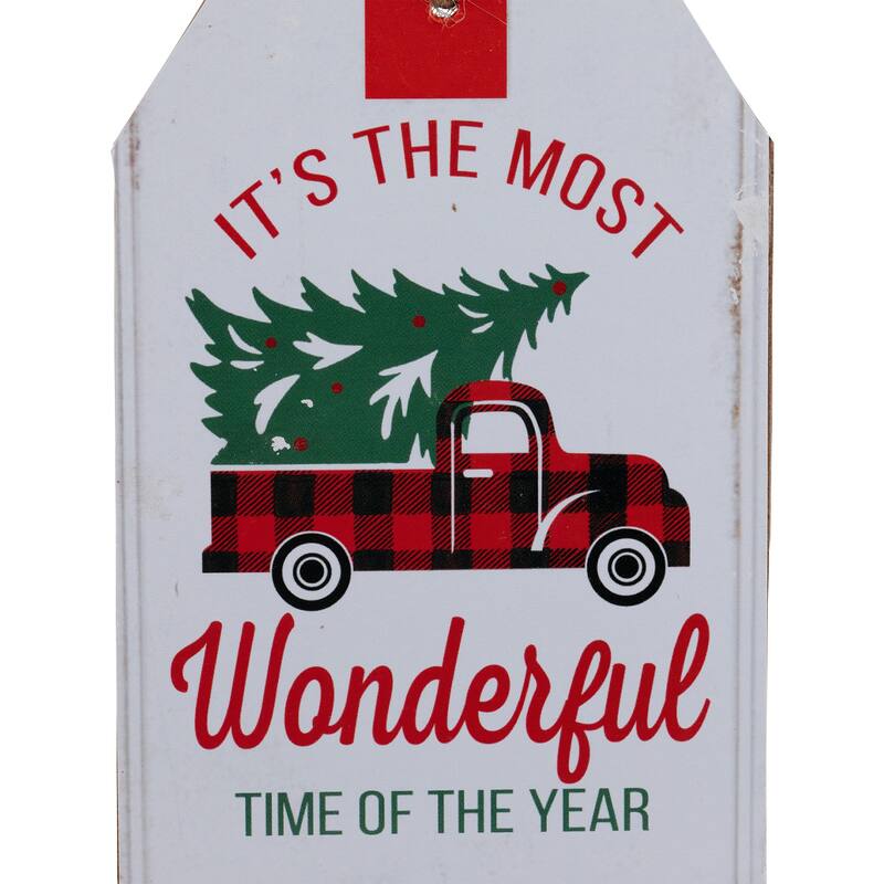 Most Wonderful Time of the Year Christmas Tag Ornament - 6"