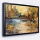 preview thumbnail 2 of 10, Designart "Stream in Forest " Landscape Framed Canvas Print 20 in. wide x 12 in. high - Black