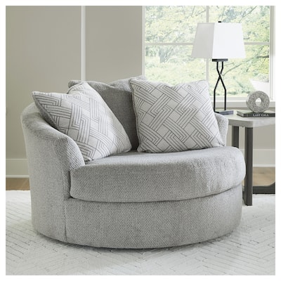 Signature Design by Ashley Casselbury Cement Oversized Swivel Accent Chair - 56" W x 55" D x 39" H