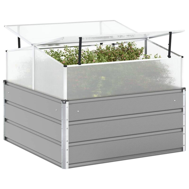 vidaXL Planter 39.37 x 39.37 x 30.31 in Galvanised Steel - 39.37 x 39.37 x 30.31