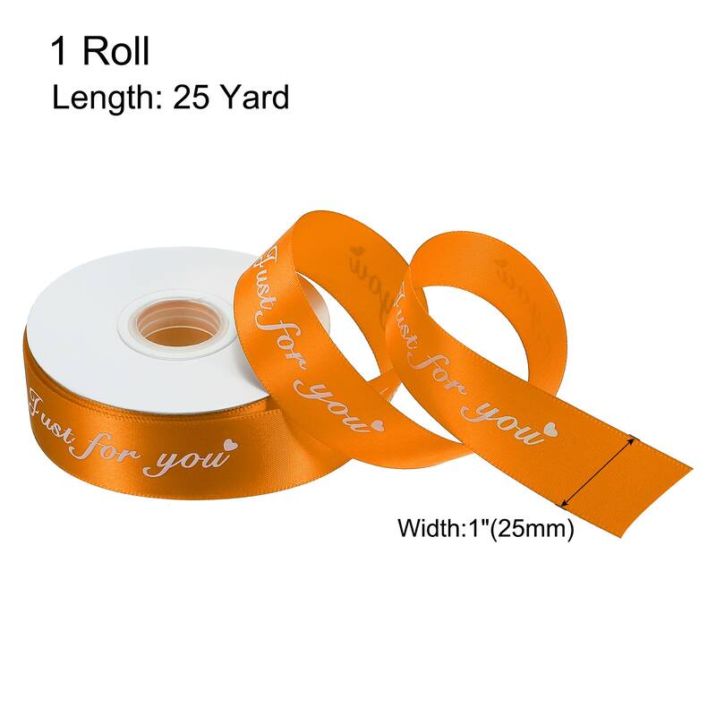 1" 25 Yard Valentine Printed Satin Ribbon Wedding Grosgrain Ribbons - 1" x 25 Yard - Orange