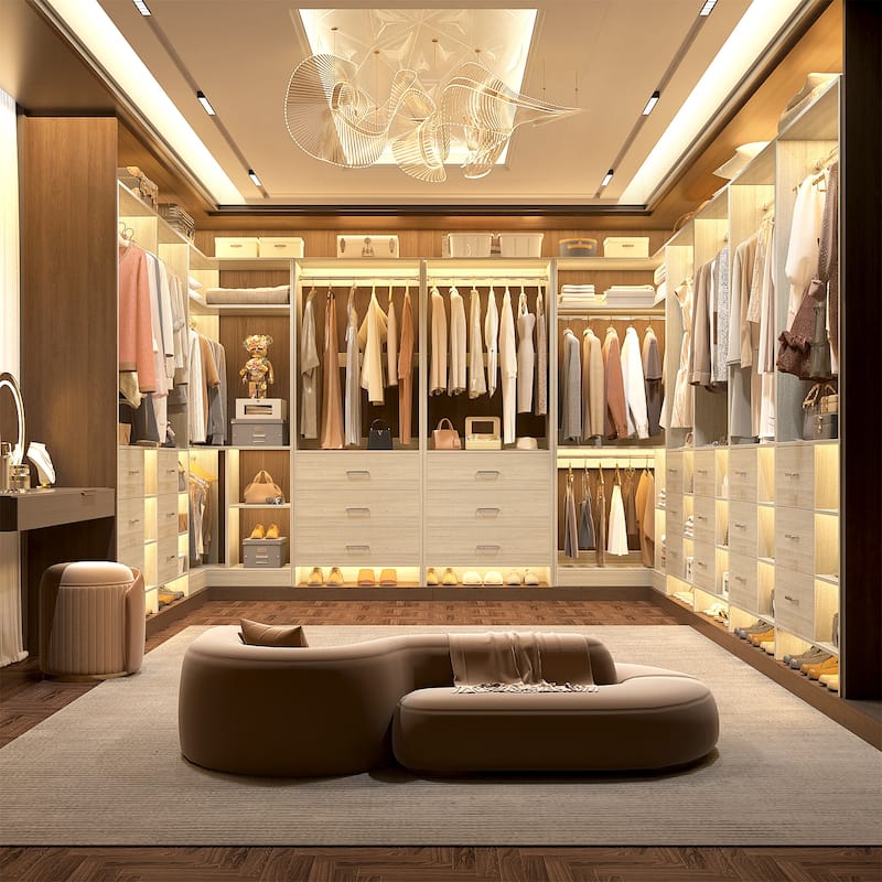 Cimly Set of 4 Closet Organizer with Drawers, U Shaped Freestanding Closet System