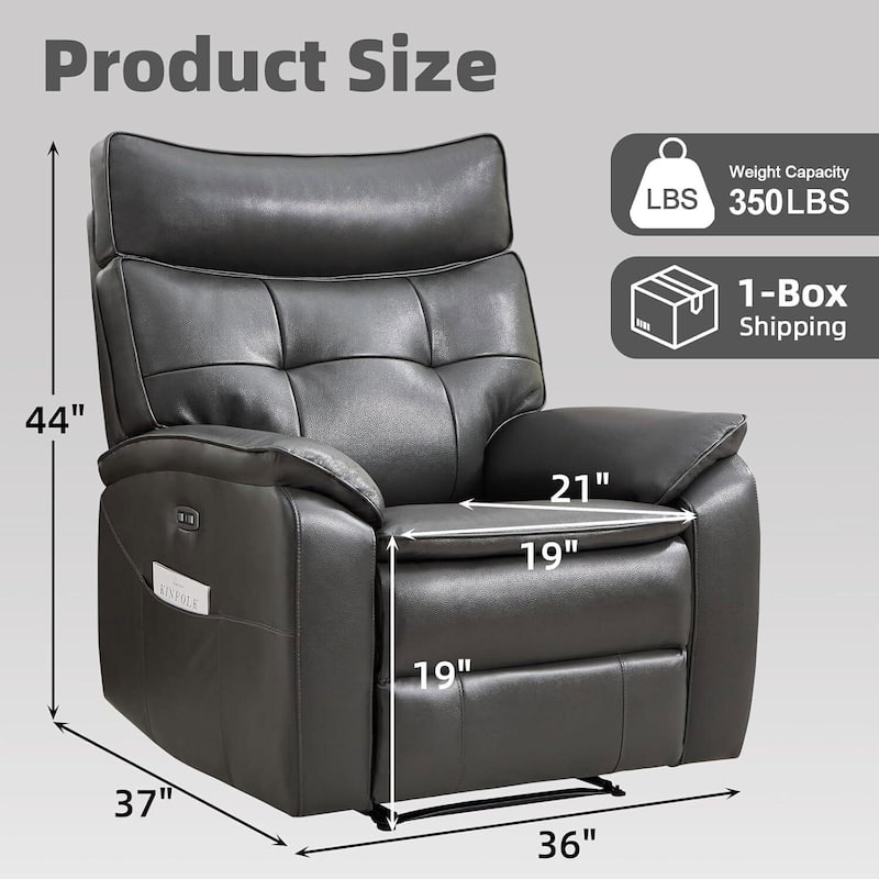 Genuine Leather Recliner Chair,Power Recliner Chair for Adults,Electric Single Reclining Sofa for Living Room