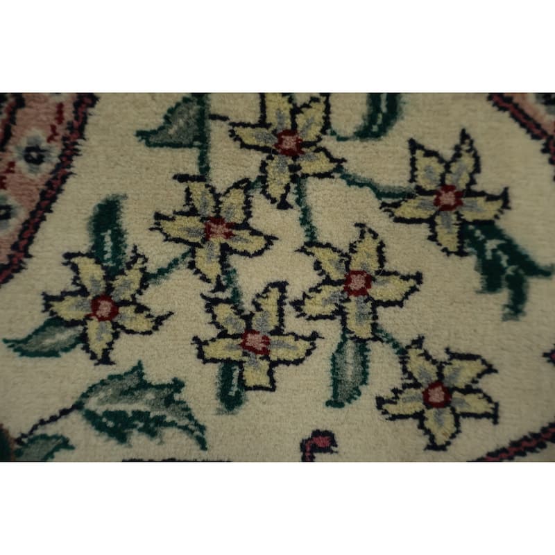 Hand Knotted Oriental 100% Wool Carpet Traditional Floral Beige & Ivories Aubusson Area Rug - 12' 3'' X 9' 1''