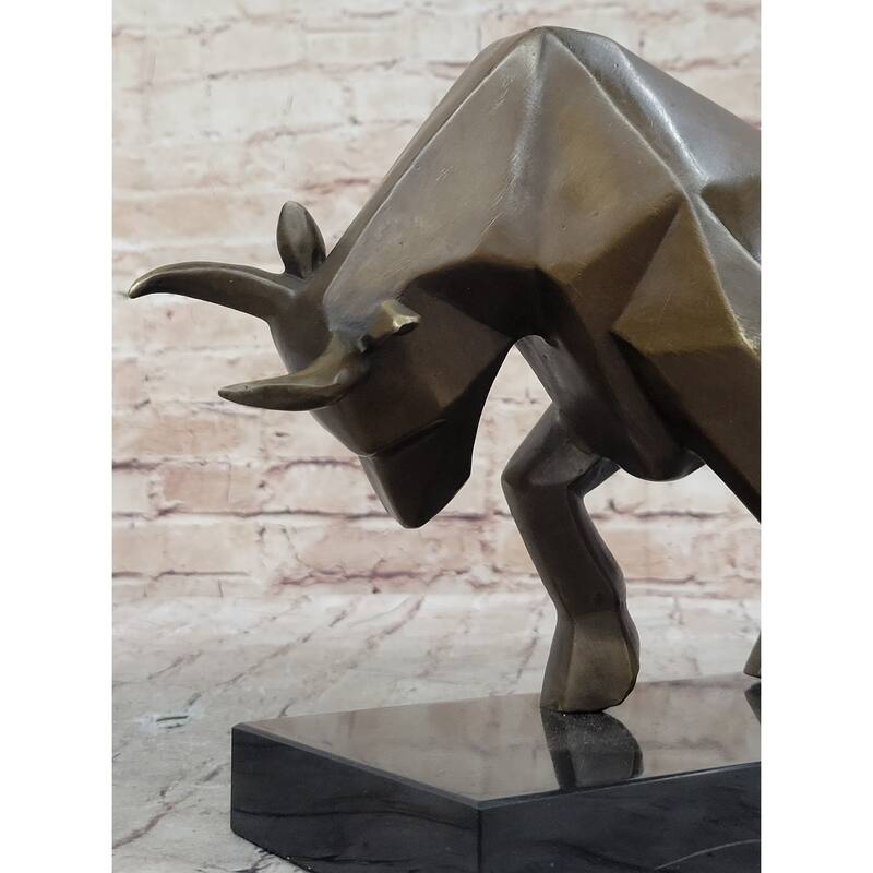 Geometric Abstract Modern Art Bronze Imitative Bull Sculpture Statue Original Signed Fransisci