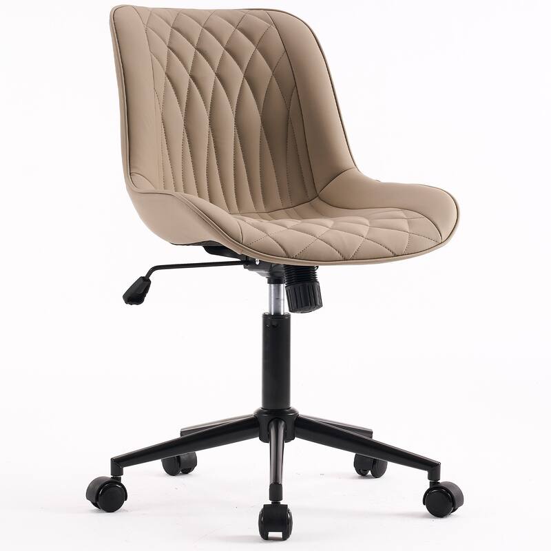 Modern Office Chair, Leather Swivel Office Chair for Home Office - Beige