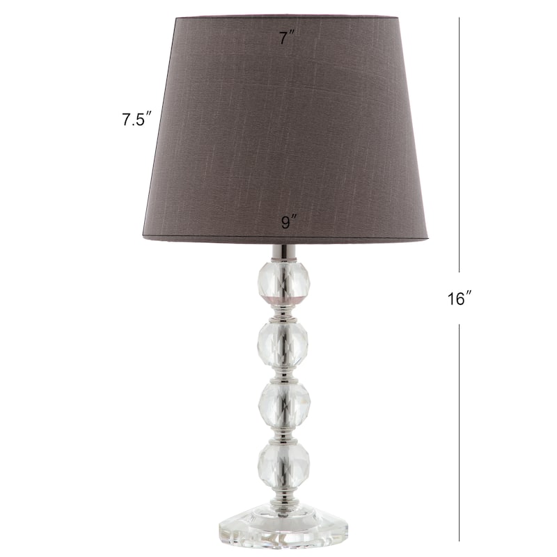 SAFAVIEH Lighting 16-inch Nola Grey Shade Stacked Crystal Ball Table Lamp (Set of 2) - 9"W x 9"D x 16"H