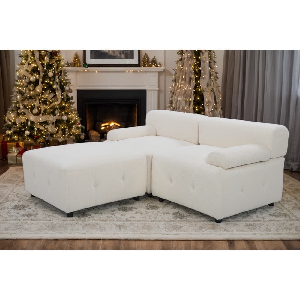Modular Sectional Sofa, Teddy Fleece Sectional Cloud Couches for Living Room, Modern Sofa DIY Combination Reversible Chaise