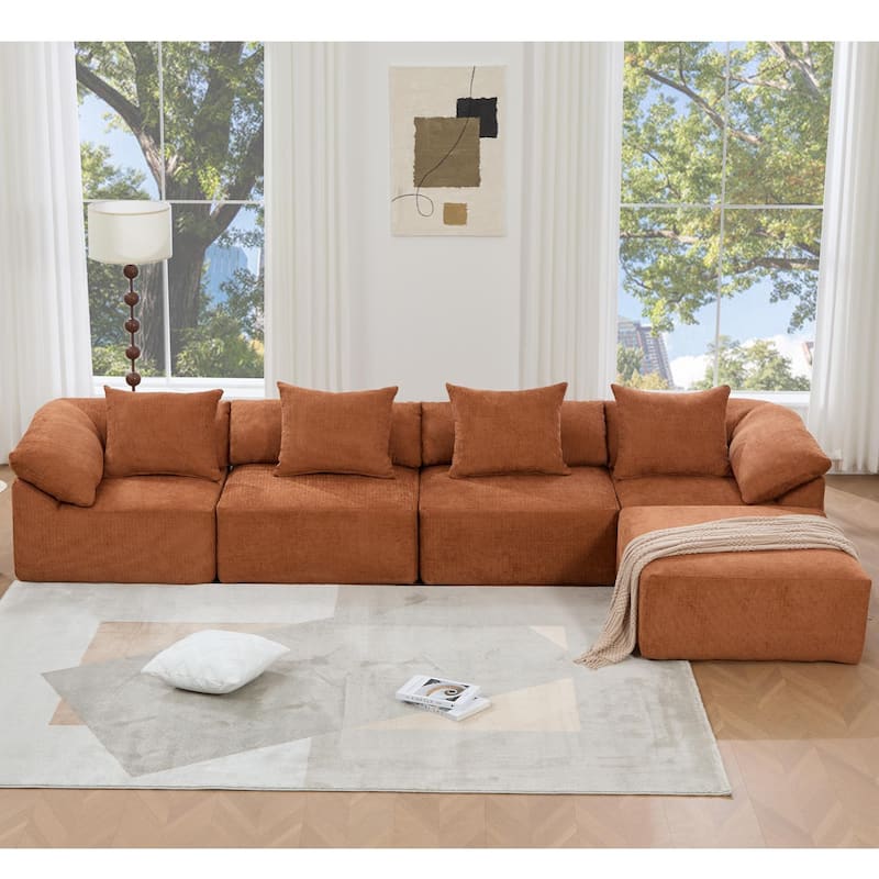 142" L Shaped Modular Sectional Sofa No Assembly