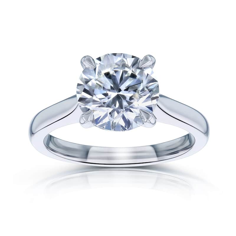 Kobelli 3 Carat Natural Diamond GIA Certified 14k Solid Gold Round Solitaire Cathedral One-of-a-Kind Excellent Ring