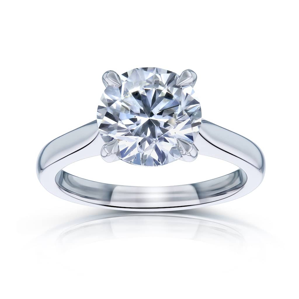 Kobelli 3 Carat Natural Diamond GIA Certified 14k Solid Gold Round Solitaire Cathedral One-of-a-Kind Excellent Ring