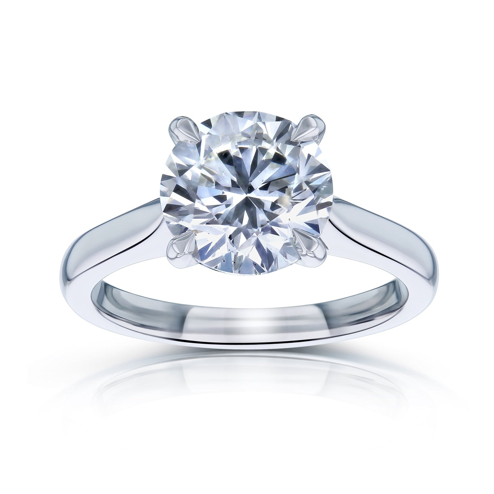 Kobelli 3 Carat Natural Diamond GIA Certified 14k Solid Gold Round Solitaire Cathedral One-of-a-Kind Excellent Ring