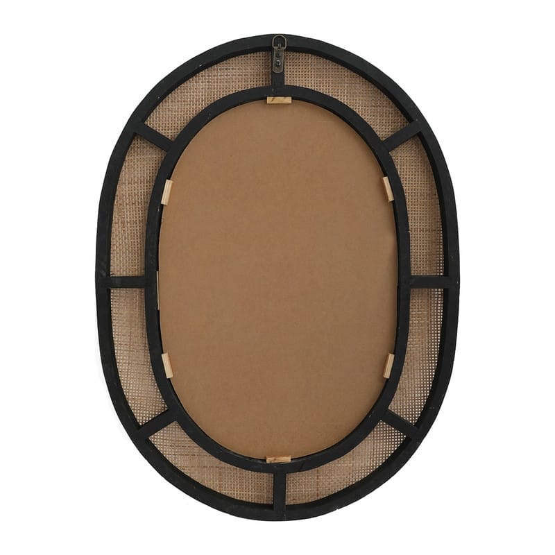 Brinley Rattan Oval Boho Wall Mirror - 32"H x 24"W x 1.5"D