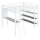 preview thumbnail 5 of 9, Full Size Metal Loft Bed with 3 Layers of Shelves and Desk, Modern Stylish Metal Frame Loft Bed with Whiteboard, White