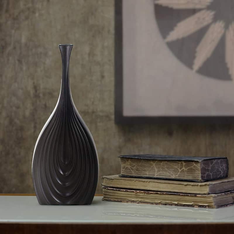 Allan Andrews Tapered Matte Black Ceramic Onion Vase Collection - 14.25"H