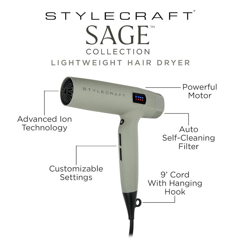 StyleCraft Sage Lightweight Digital Hair Dryer