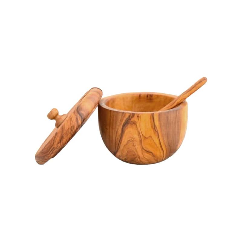 Olive Wood Sugar Cellar with Spoon