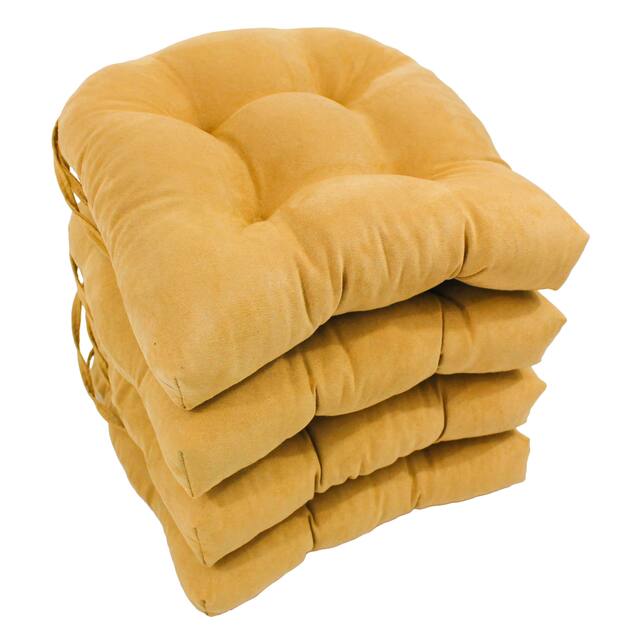 16-inch U-shaped Indoor Microsuede Chair Cushions (Set of 2, 4, or 6) - Set of 4 - Lemon