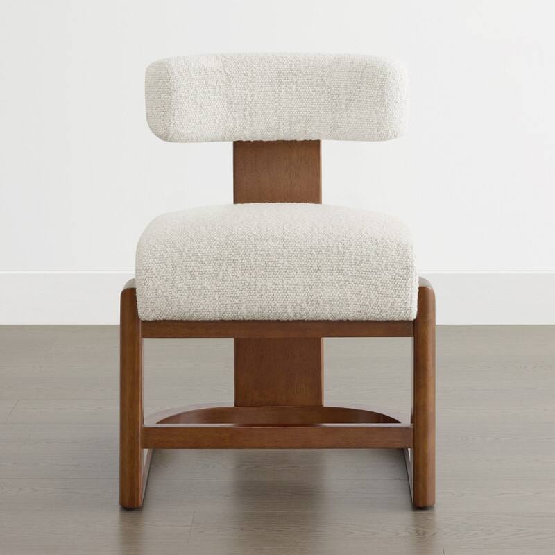 Spruce & Spring Arya Upholstered Boucle Dining Chair with Solid Wood Frame