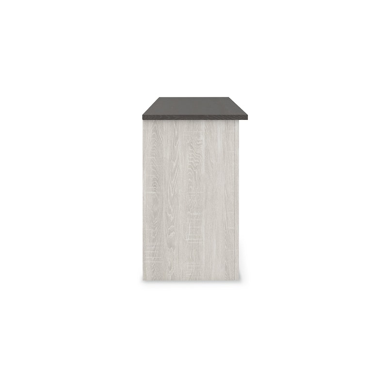 Signature Design by Ashley Dorrinson White/Gray 60" TV Stand for TVs up to 69" with Electric Fireplace - 60"W x 17.5"D x 27.75"H