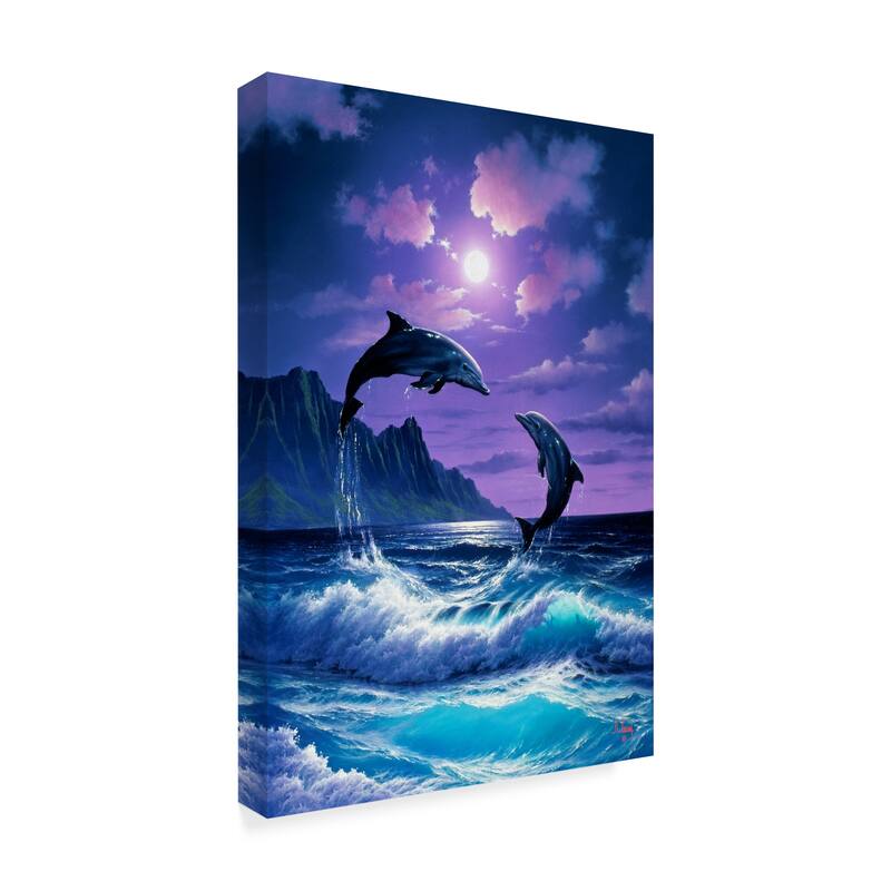 Anthony Casay 'Jumping Dolphins' Canvas Art