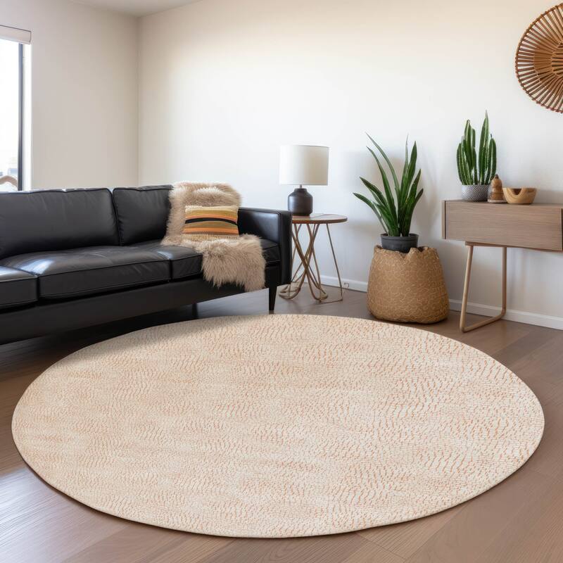 Premium Washable Super Soft Geo Hatchy Mayfield Rug - Peach - 8' x 8'