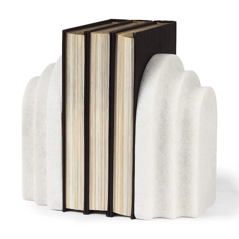 Empire Granite Resin Arc Book End Set - White