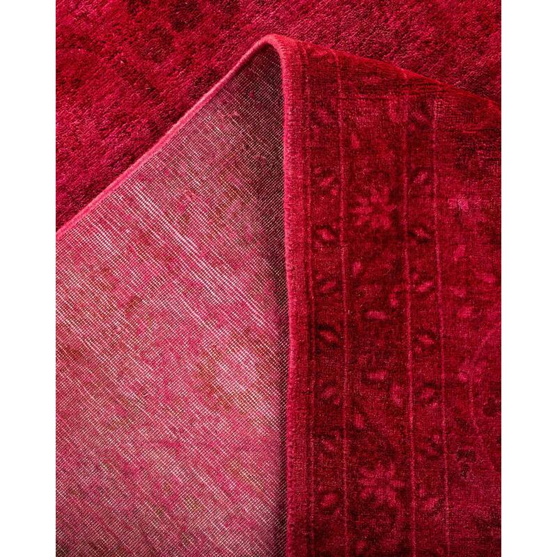 Overton Hand Knotted Wool Vintage Inspired Modern Contemporary Overdyed Pink Area Rug - 9' 2" x 12' 6"