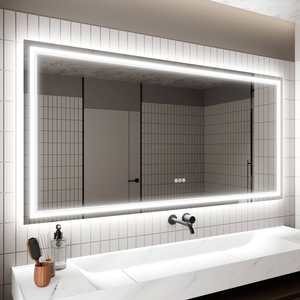 36x72 inch Bathroom Vanity Mirrors with Lights,Mirrors for Wall with Smart Touch Button,Anti-Fog,Dimmable Makeup Mirror