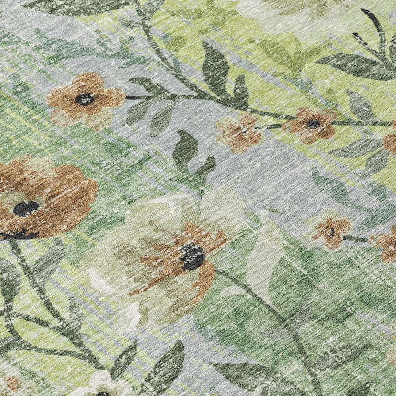 Machine Washable Indoor/ Outdoor Floral Joy Chantille Rug