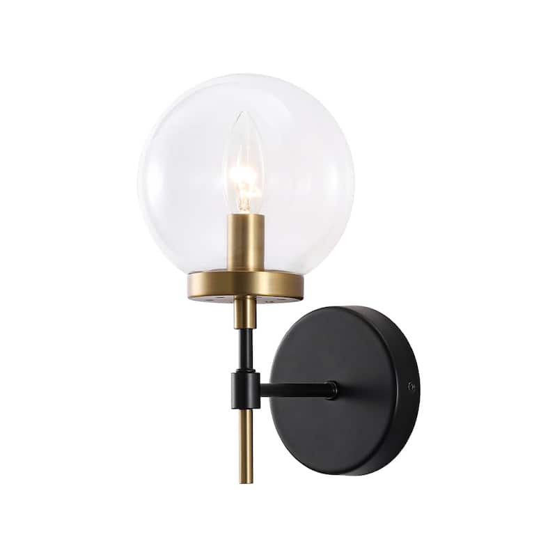 Modern 1-Light Two-Tone Clear Glass Armed Wall Sconce - 5.9 in