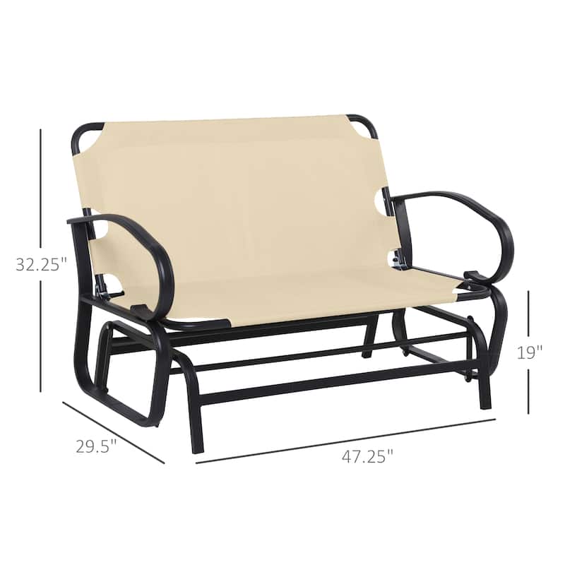 Outsunny Outdoor 2-Person Glider Rocking Chair with Cushions and Armrest for Backyard Garden