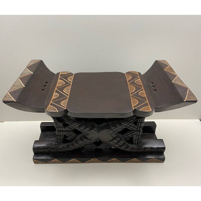 Handcarved Multicultural Royal Denkyem Stool (Ghana)