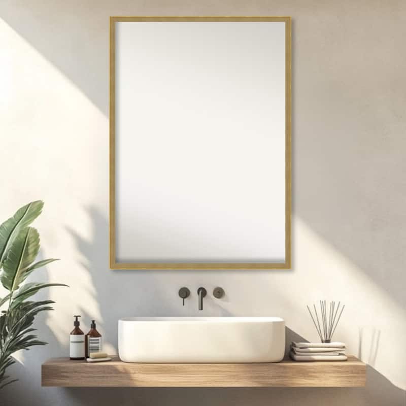 Incline Non-Beveled Wood Framed Bathroom Vanity Wall Mirror