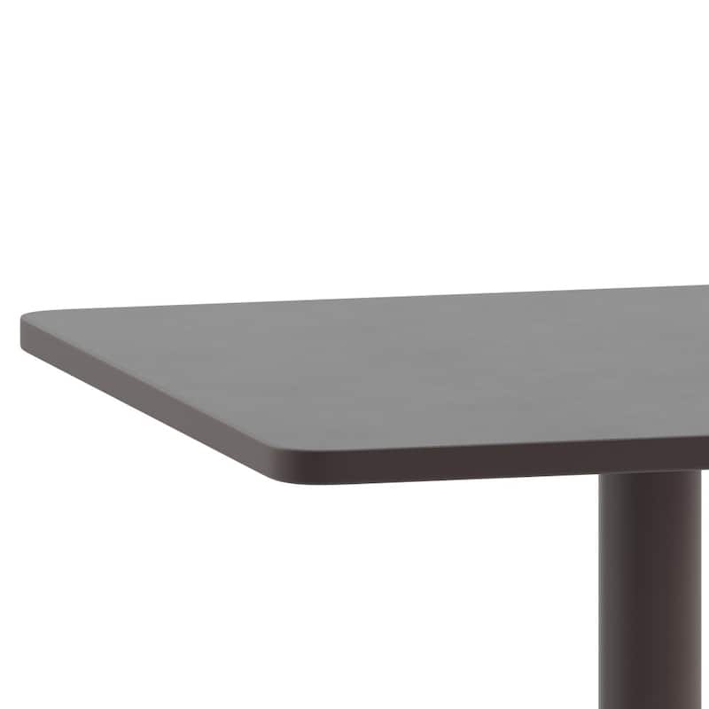 23.5" Square Aluminum Smooth Top Indoor-Outdoor Table with Base
