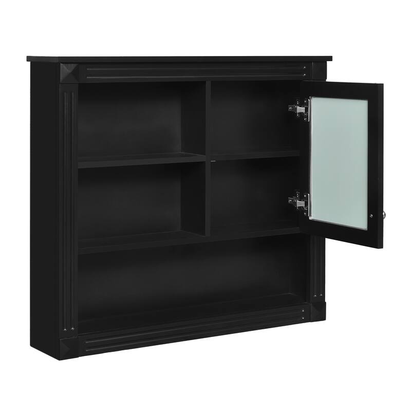 Modern 32'' Wall Mounted Medicine Cabinet for Bathroom with High-definition Mirror, Open Shelves and Adjustable Shelf