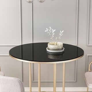 BEIDOR 36 Inch Round Glass Table Top - Tempered Black Glass 1/4 Inch Thickness