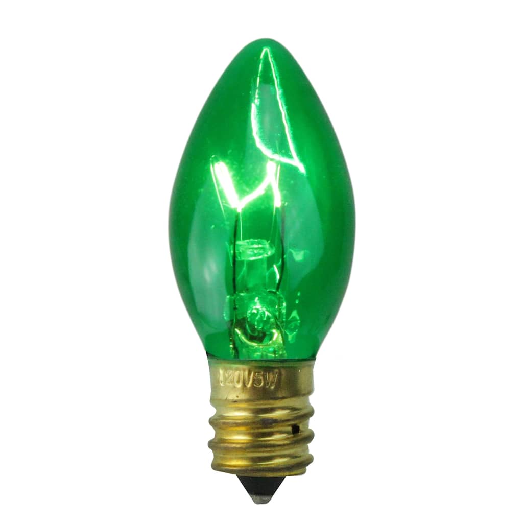 Transparent C7 Incandescent Christmas Replacement Bulbs - Green - Pack of 25