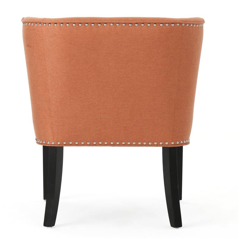Orange Modern 28" Accent Chair with Button Tufted Waffle Stitching and Nailheads