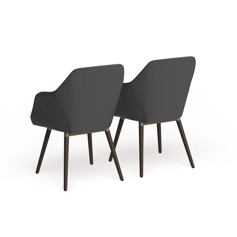 Carson Carrington Akrehamn 2-piece Grey Faux Leather Arm Chair Set with Beech Legs