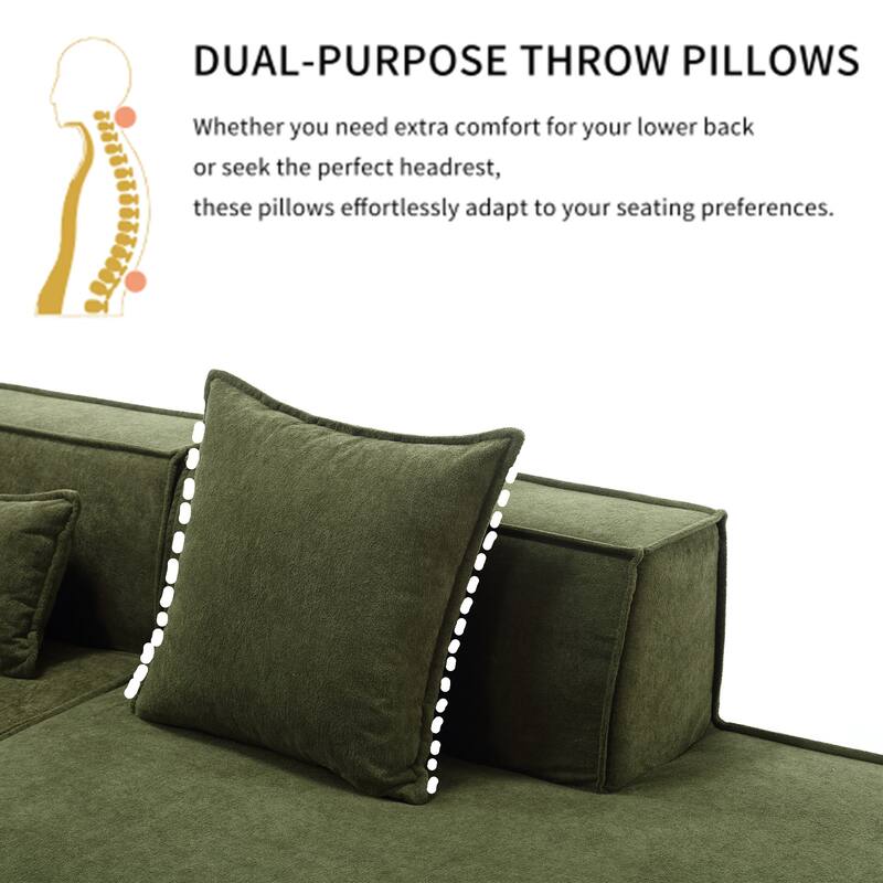 129.50" Boneless Cloud Sectional Couch with L-Shape Chaise, Modular Sofa with Deep Seat, Sectional Couches for Living Room