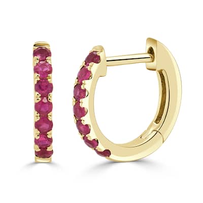 Joelle Collection Ruby Huggie Earrings 14K Gold 11mm