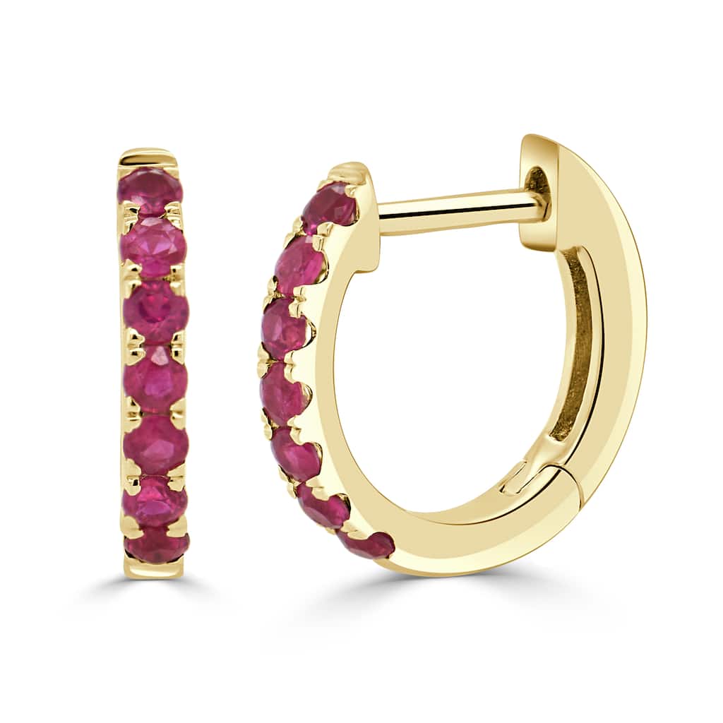 Joelle Collection Ruby Huggie Earrings 14K Gold 11mm