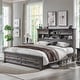 preview thumbnail 23 of 66, Farmhouse Bed Frame with 54" Tall Storage Bookcase Headboard Dark Rustic Oak - King