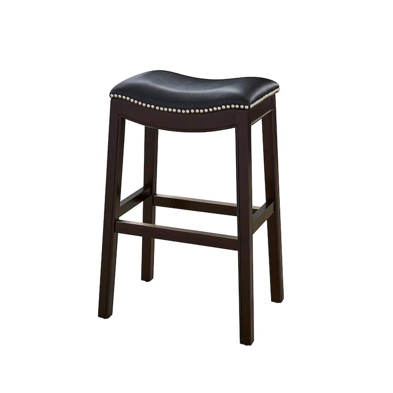 Julian 31" Espresso Bar Stool with Black Faux Leather Seat - Bar Height