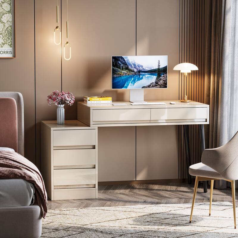 Reversible Computer Desk with 5 Drawers