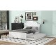 preview thumbnail 5 of 14, White Full Size Platform Bed wFlower Shape Headboard for Kids Teens, Wood Bed Frame wTrundle, Slat Support, No Box Spring Need