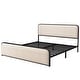 preview thumbnail 1 of 8, King Size Platform Bed with Beige Curved Upholstered Headboard and Footboard, Metal Slats Bed Frame with Storage Underneath Beige - King