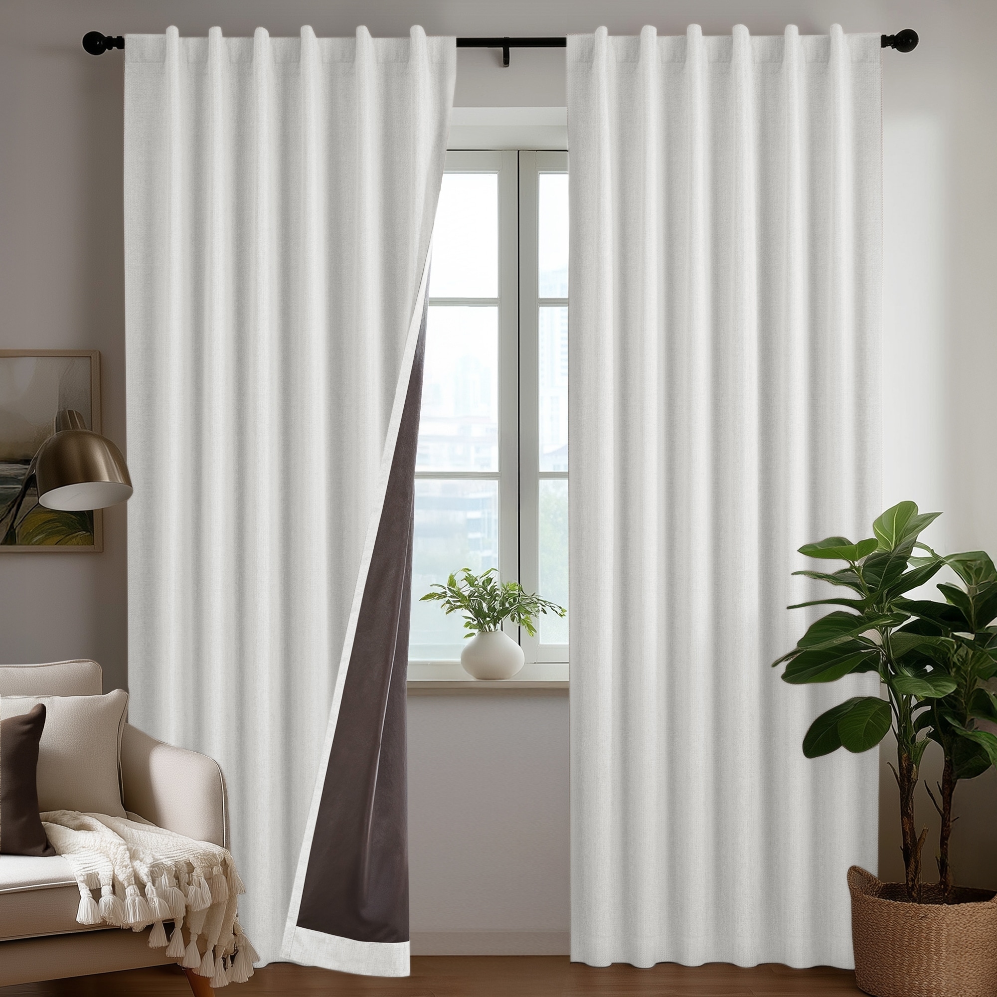 Deconovo Fine Faux Linen Total Blackout Curtain (2 Panel)