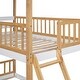 preview thumbnail 12 of 21, Twin over Twin Size Solid Wood Bunk Bed Wood Bed with Roof, Window, Ladder